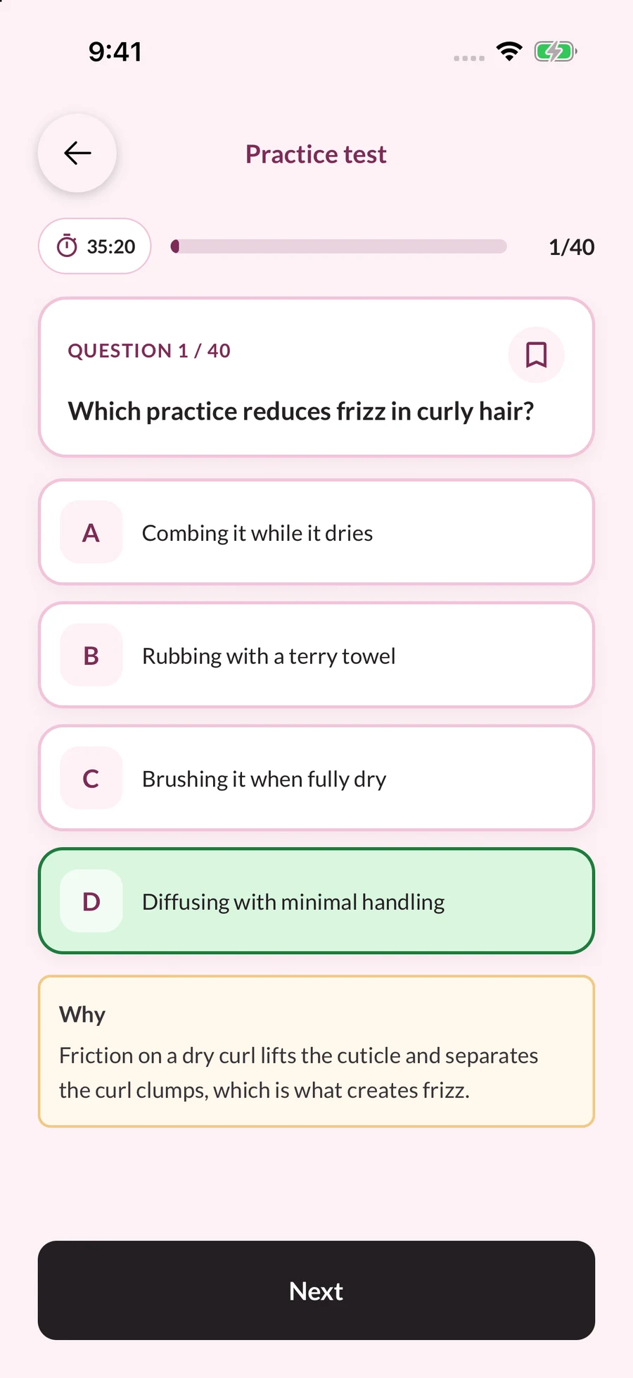 Actual GlowExam screenshot: Practice. Understand why.